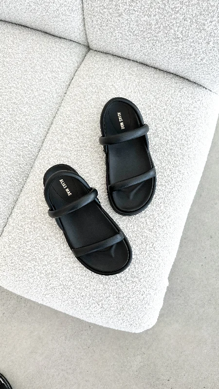 Daphne Slide - Black Leather