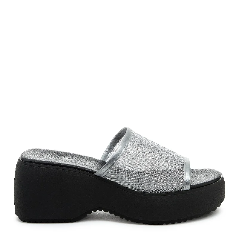 Lennox Silver Mesh Platform Slide